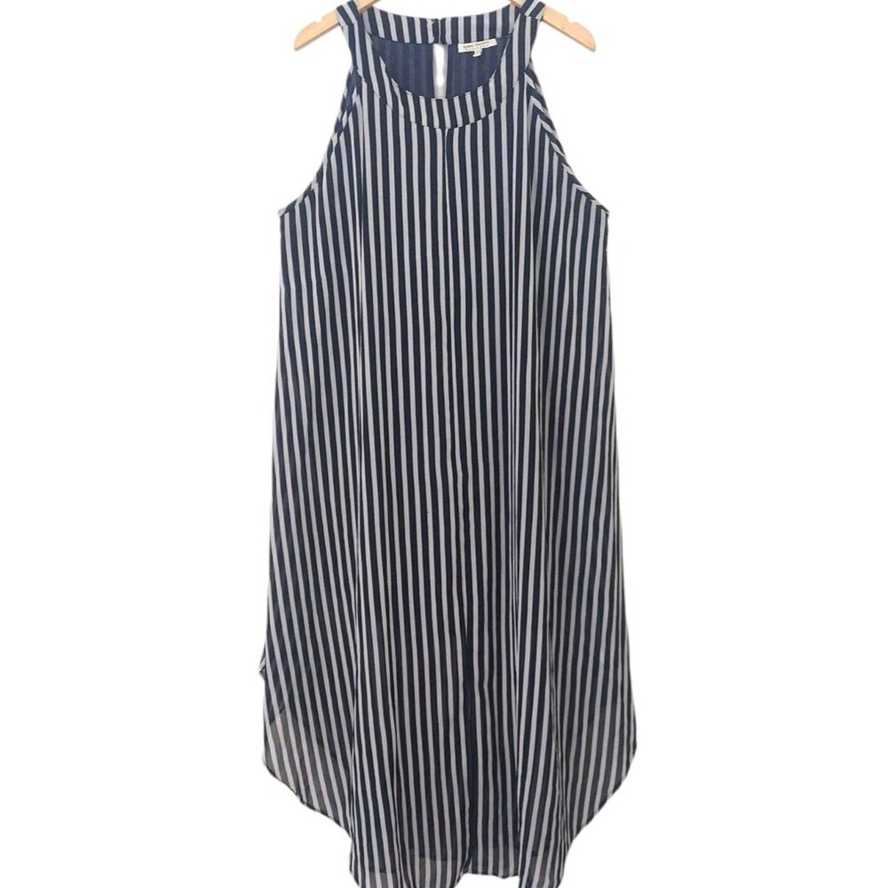 Speed Control Sleeveless Dress Womens Sz 2X Blue Stripe Flowy Maxi